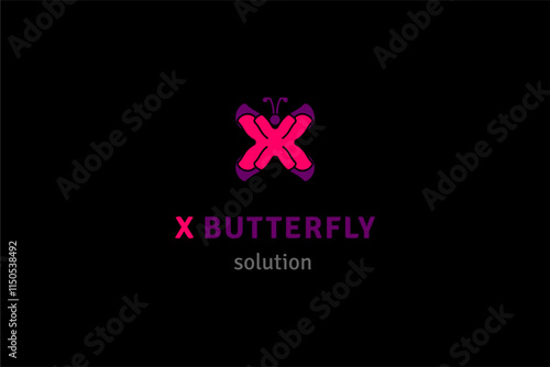 Template logo design solution with butterfly and letter x