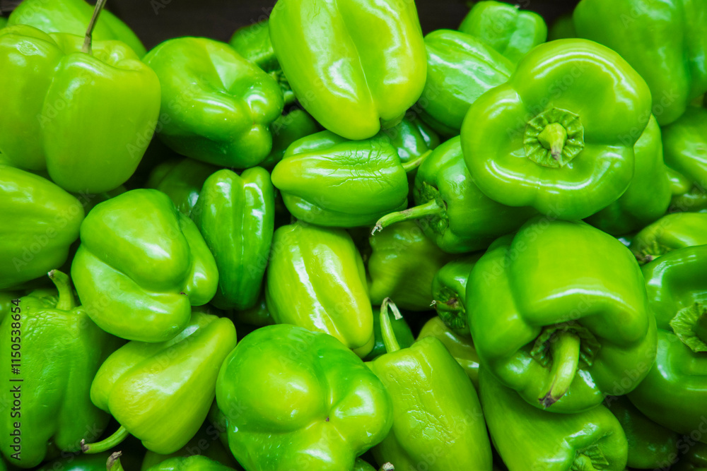 background image: New harvest of juicy green bell peppers. Fresh vegetables, healthy food background image: New harvest of juicy green bell peppers. Fresh vegetables, healthy food