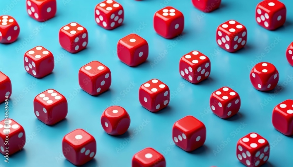 Seamless pattern of red dice with white dots in vibrant 3D design Seamless pattern of red dice with white dots in vibrant 3D design
