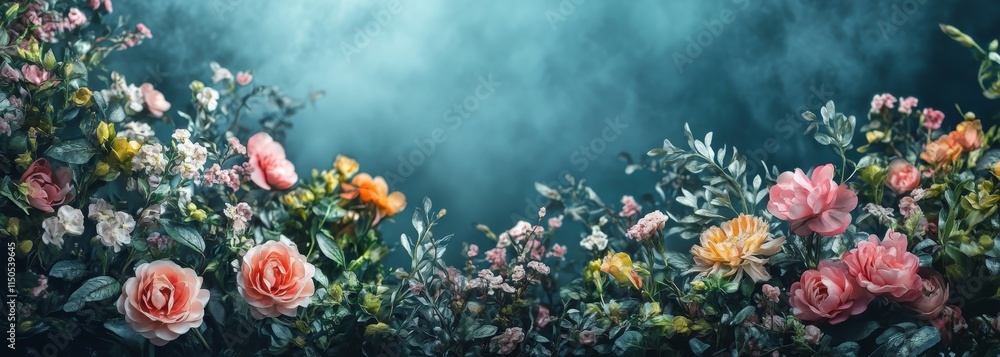 Obraz premium Flower beds flora botanical carpet composition background 