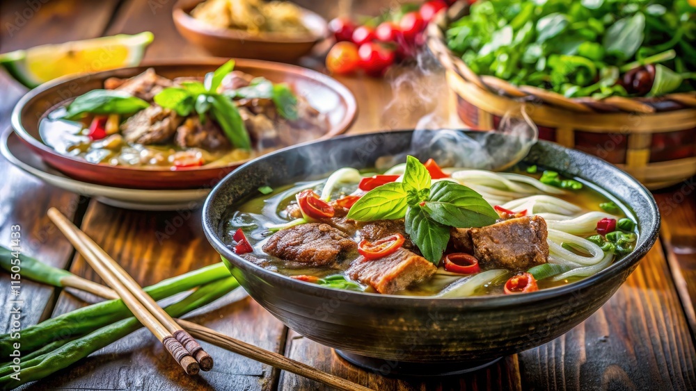 Hanoi's Bun Cha: A delicious Vietnamese noodle soup, perfectly photographed, showcasing street food artistry. Hanoi's Bun Cha: A delicious Vietnamese noodle soup, perfectly photographed, showcasing street food artistry.