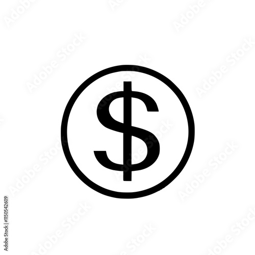 Minimalist black and white dollar sign icon