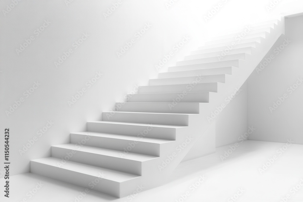 Minimalist white staircase design with clean aesthetic for modern architecture and interior spaces. Minimalist white staircase design with clean aesthetic for modern architecture and interior spaces.