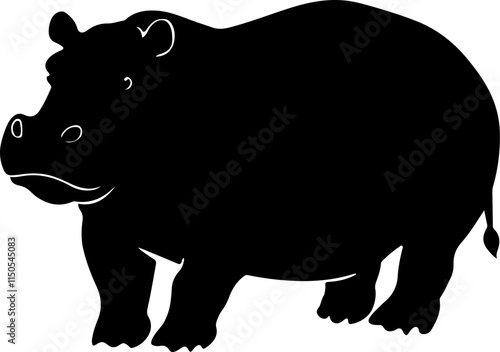 hippo black silhouette vector logo