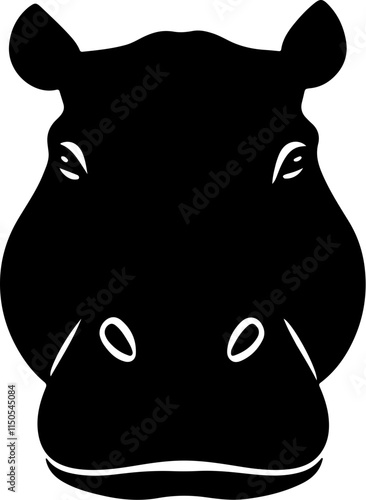 hippo black silhouette vector logo