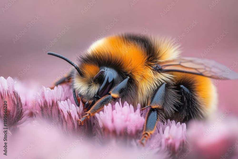 Bombus hortorum - bumblebee sleeping on a flower, daytime sleep, Generative AI Bombus hortorum - bumblebee sleeping on a flower, daytime sleep, Generative AI