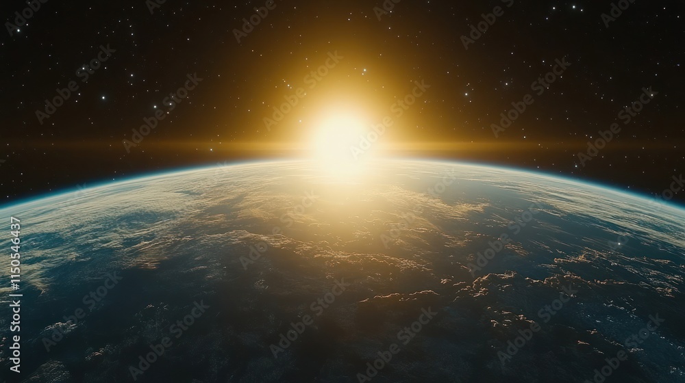 Obraz premium Earth sunrise from space, showing clouds and atmosphere.