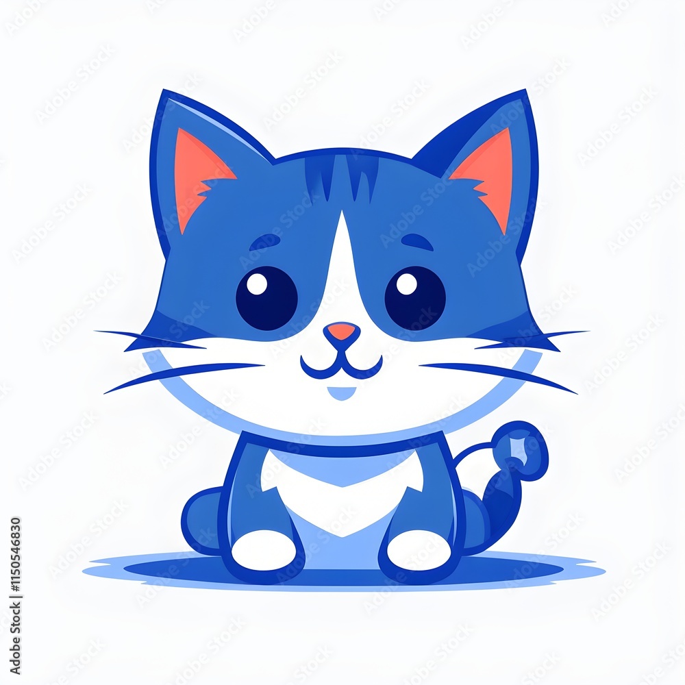 Obraz premium A simple cartoon cat with a white background, AI generated