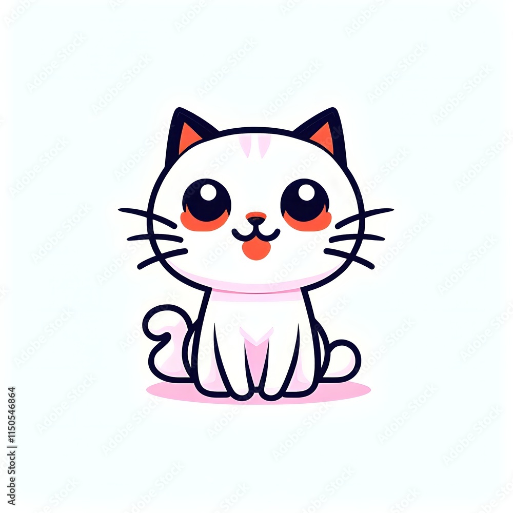 A simple cartoon cat with a white background, AI generated A simple cartoon cat with a white background, AI generated