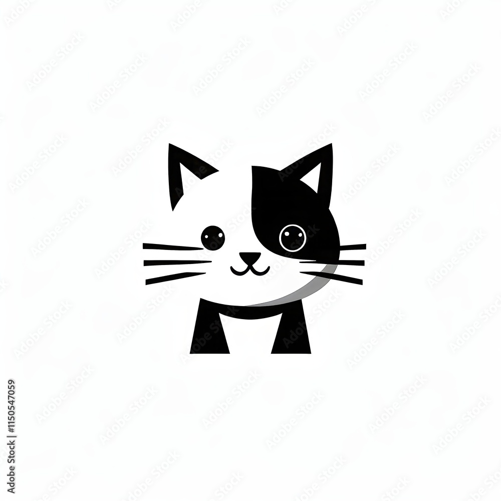 Fototapeta premium A simple cartoon cat with a white background, AI generated