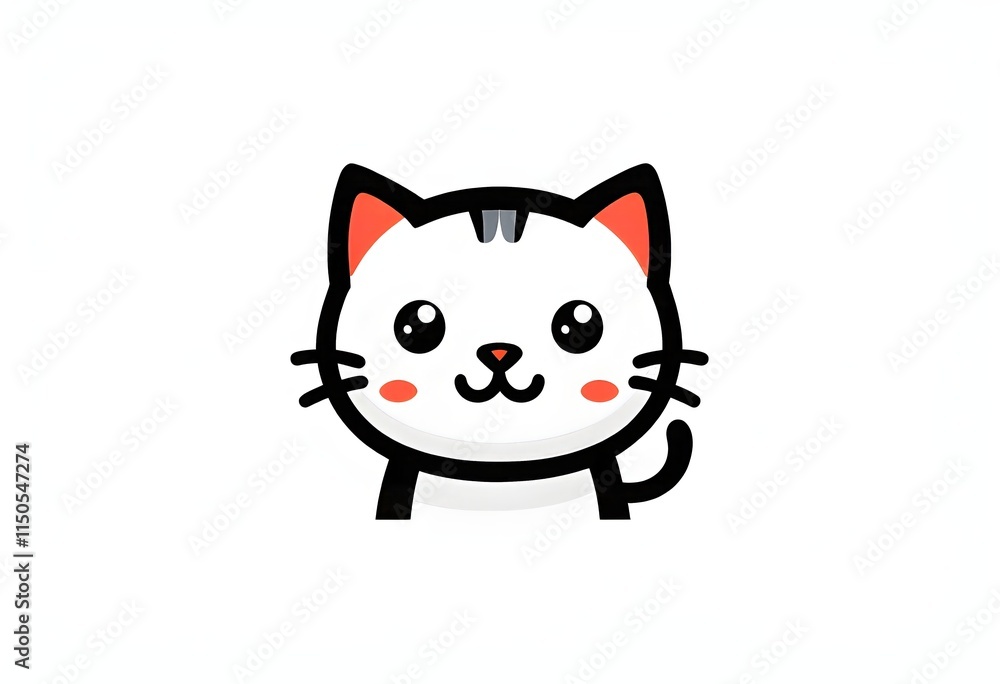 A simple cartoon cat with a white background, AI generated A simple cartoon cat with a white background, AI generated