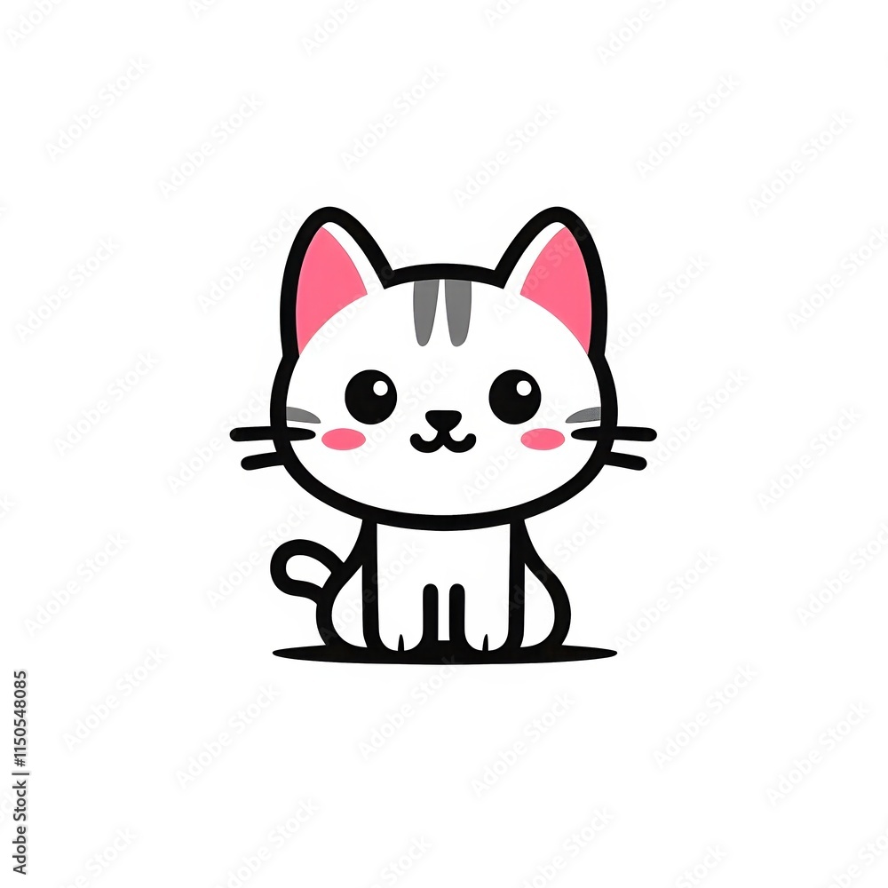 A simple cartoon cat with a white background, AI generated A simple cartoon cat with a white background, AI generated