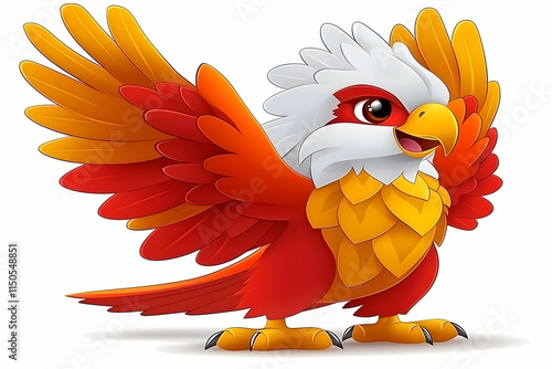 Colorful cartoon bird character with vibrant feathers and friendly expression, designed for children's themes and illustrations photo