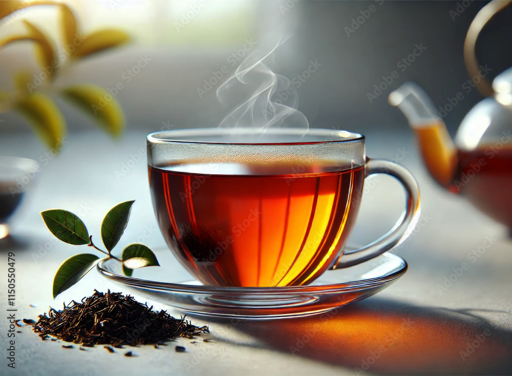 Freshly Brewed Earl Grey Tea with Loose Leaves Freshly Brewed Earl Grey Tea with Loose Leaves