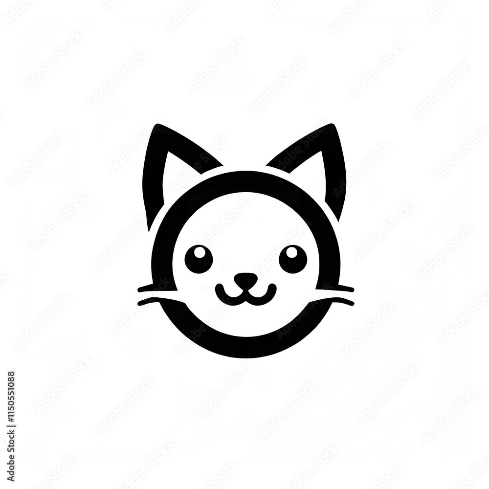 A simple cartoon cat with a white background, AI generated A simple cartoon cat with a white background, AI generated