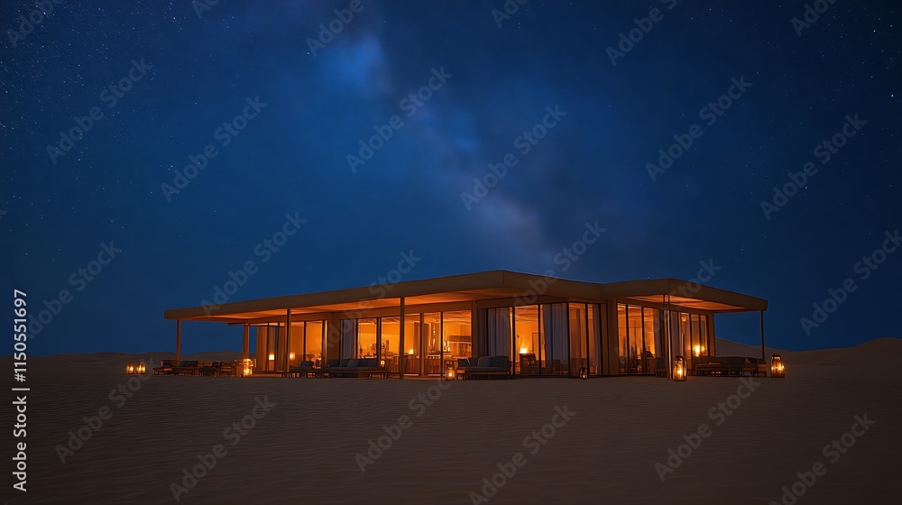 Desert Oasis Modern Architecture Night Sky Desert Oasis Modern Architecture Night Sky