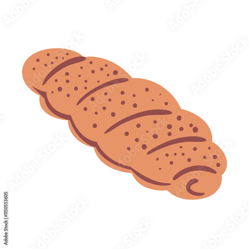 Bakery product. Bread made from wheat flour. Food and cooking. Flat vector illustration isolated on white background