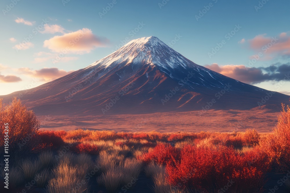 Fototapeta premium Majestic Snow Capped Mountain Autumn Landscape