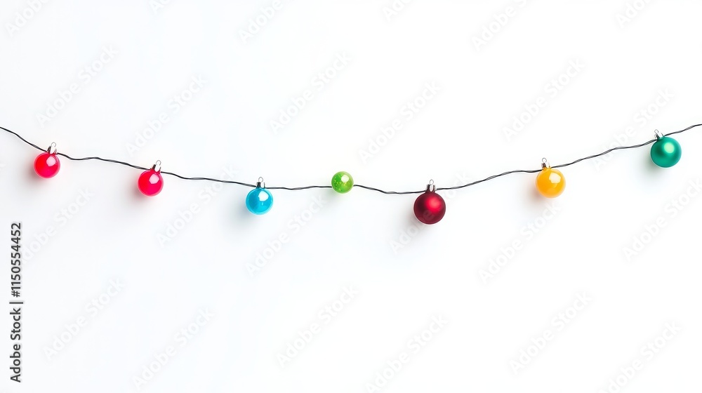 Christmas lights isolated on a plain white background versatile for creating holiday designs Christmas lights isolated on a plain white background versatile for creating holiday designs