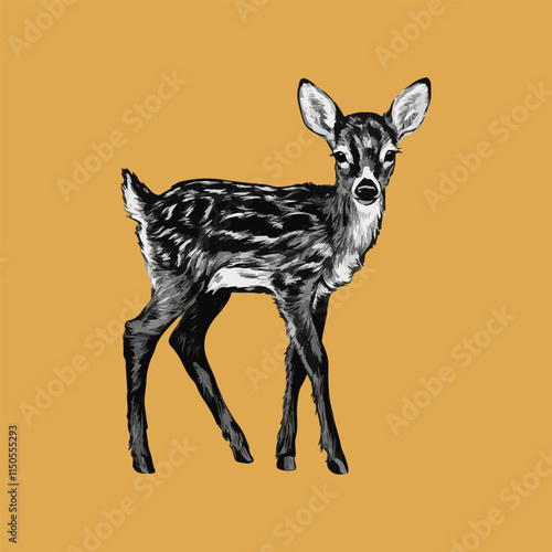 Adorable fawn illustration against a warm backdrop.