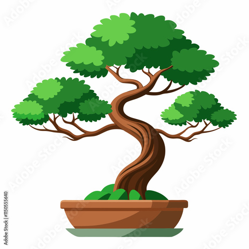 Bonsai Tree 2D Vector Illustration Design