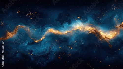 Wallpaper Mural Stunning cosmic nebula patterns with golden and blue galactic swirls Torontodigital.ca