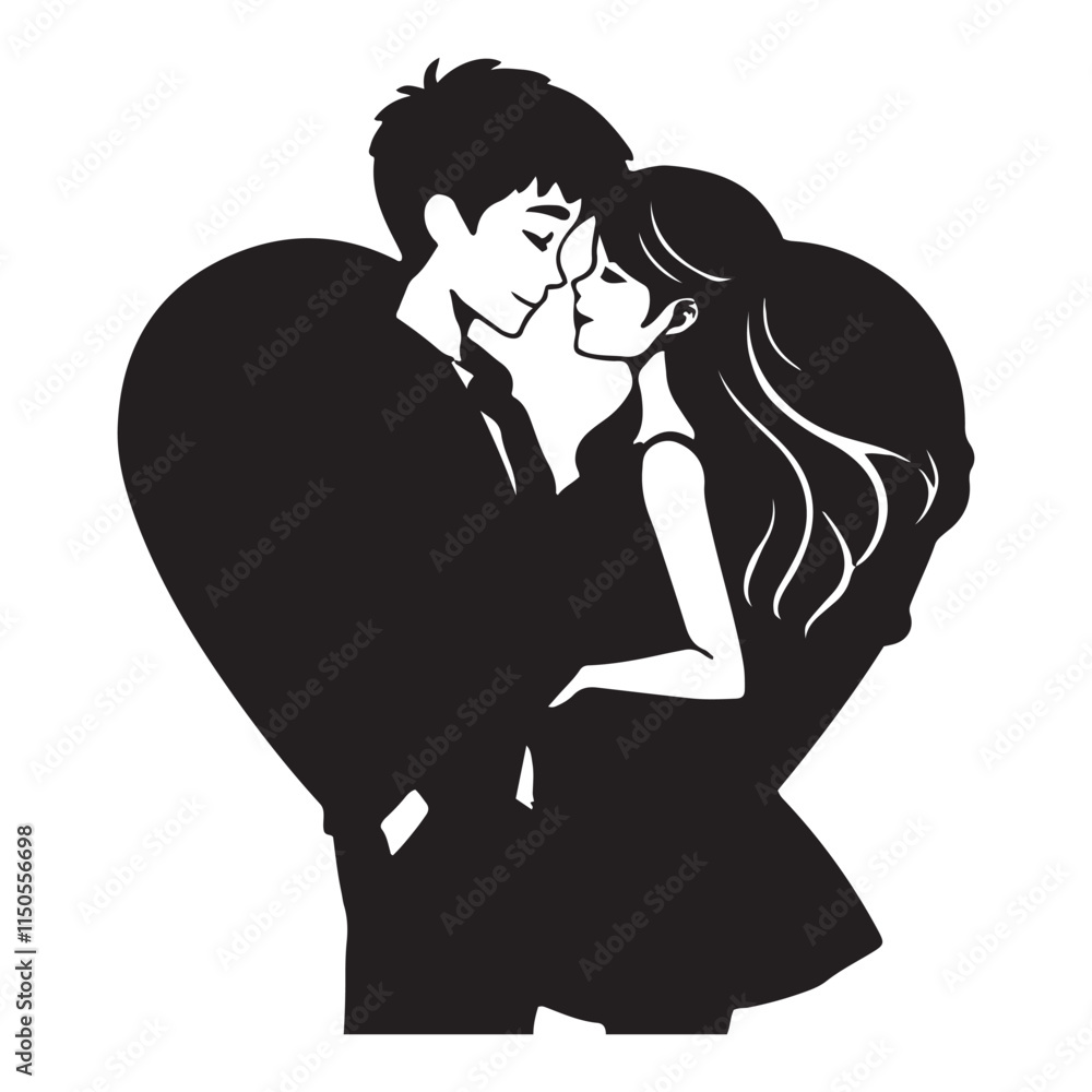 silhouette of a person with heart silhouette of a person with heart