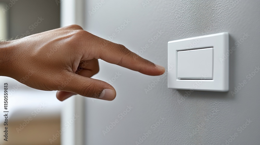 Hand about to switch on a light. Hand about to switch on a light.