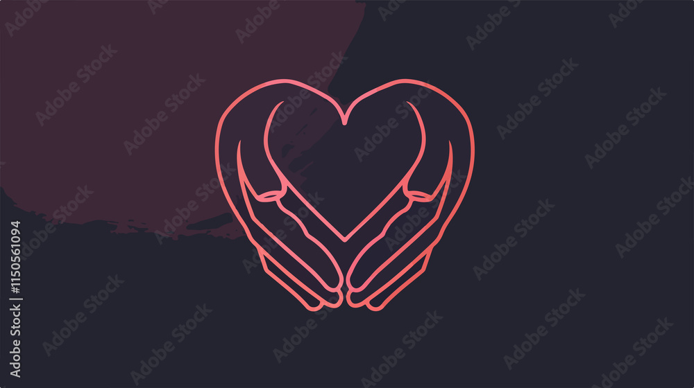 Heart Shape with Hugging Arms Logo Vector Illustration Heart Shape with Hugging Arms Logo Vector Illustration