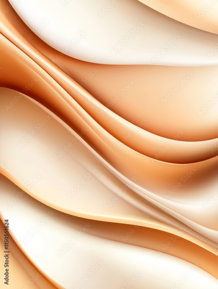 Obraz premium Abstract Beige and White Waves - Fluid forms, smooth curves, elegant design, subtle texture, calming palette. Symbolizes serenity, flow, sophistication, transition, and grace.