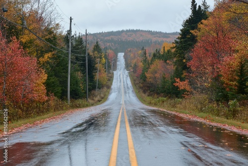 Autumn Road Winding Through Colorful Foliage photo