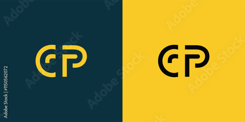 Tableau sur toile CP abstract  minimalist letters Logo Monogram