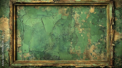 Vintage Discipline: Weathered Xanthous Cardboard Texture with Green Grunge Frame