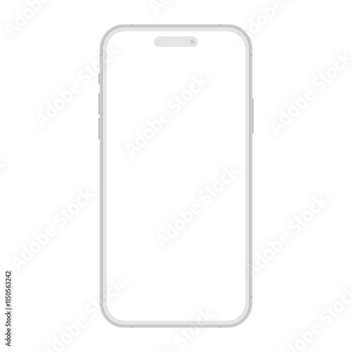 iPhone 16 Pro Max mobile phone clay smartphone gray color device mockup template isolated vector illustration