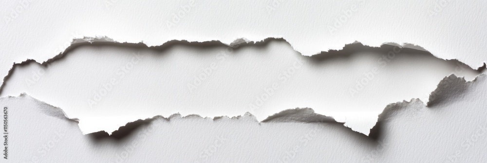 Isolated Jagged Torn Paper with Ripped Edges, Creating a Blank Gap for Copy Space on White Background Isolated Jagged Torn Paper with Ripped Edges, Creating a Blank Gap for Copy Space on White Background