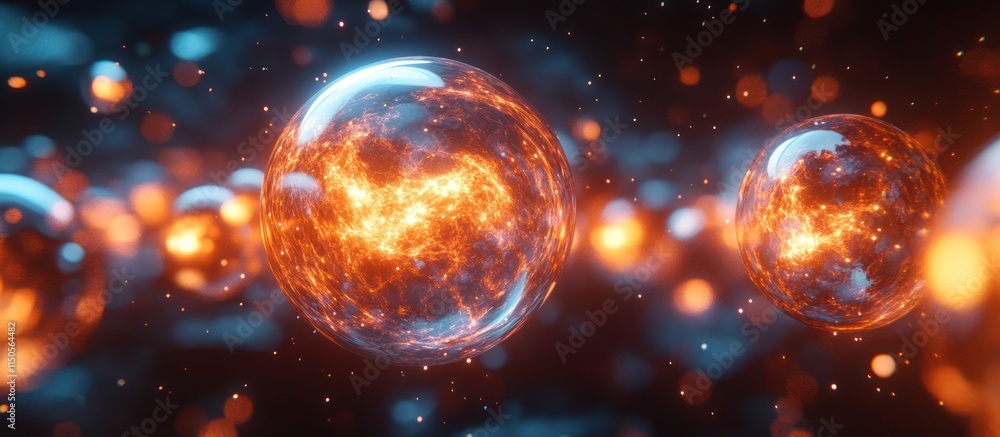 Abstract fiery spheres in space. Abstract fiery spheres in space.