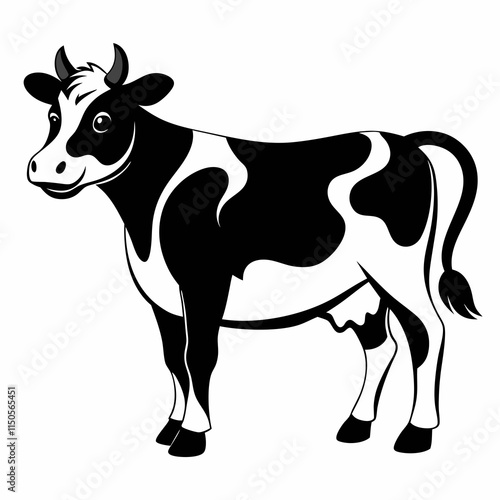 Jersey cow black silhouette vector illustration