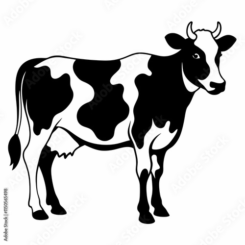 Jersey cow black silhouette vector illustration