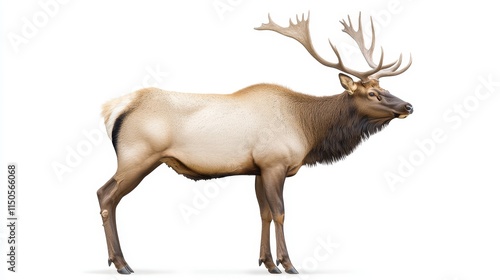 Wallpaper Mural Majestic Elk in Profile - Wild animal, nature scene, wildlife photography, large antlers, graceful posture.  Symbolizes power, wilderness, freedom, majesty, and nature. Torontodigital.ca