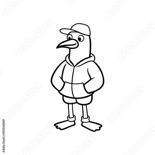 Cartoon Seagull in Hoodie and Cap - Hip Urban Character Design