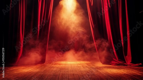 The theatre curtain opens.