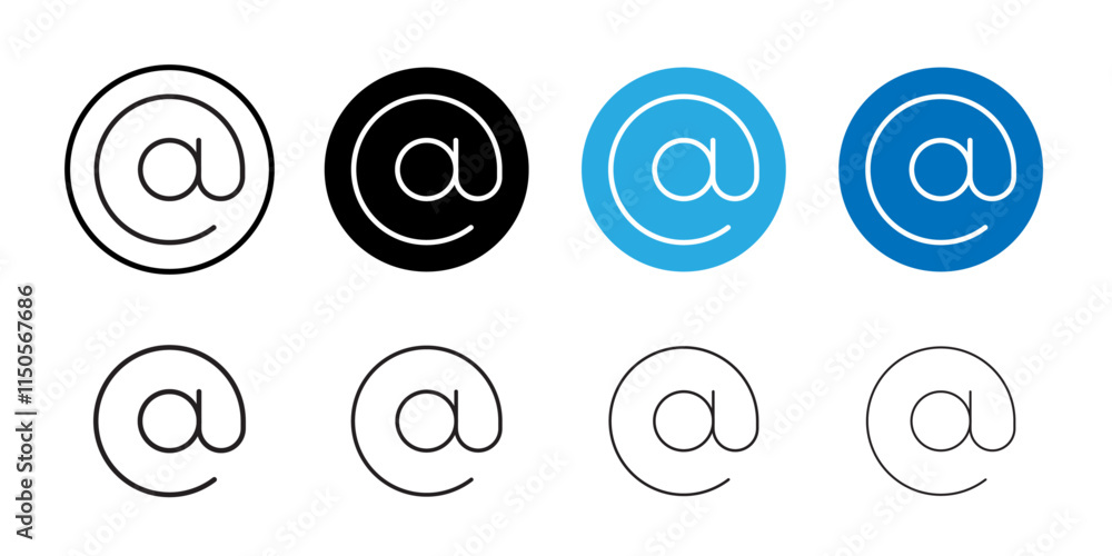At icon Vector set outline At icon Vector set outline