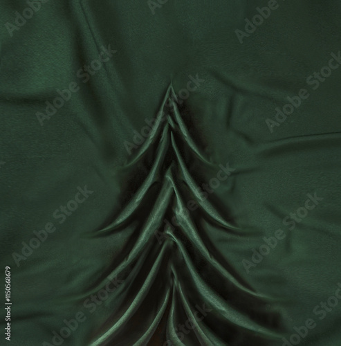 Christmas postcard, Christmas tree, fabric, Hollidays, 