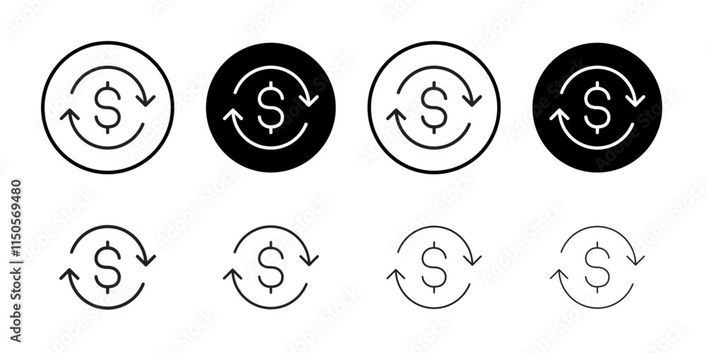 Currency exchange Vector set outline Currency exchange Vector set outline