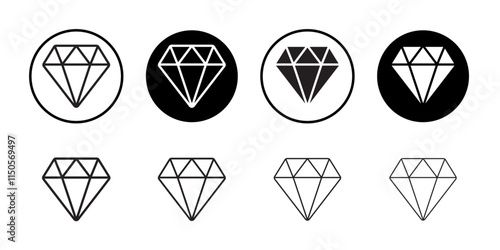 Diamond icon Vector set outline