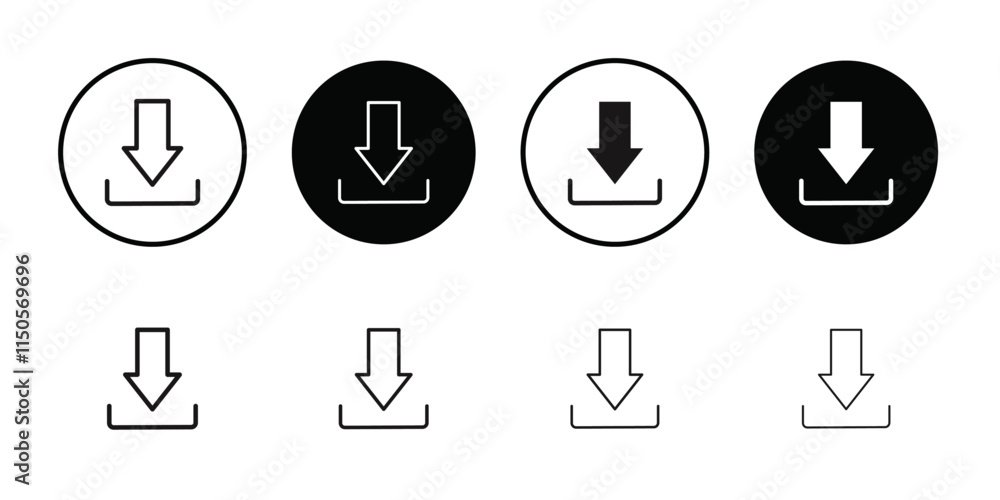 Download icon Vector set outline Download icon Vector set outline