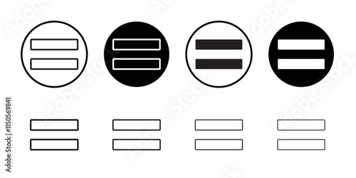 Equal icon Vector set outline