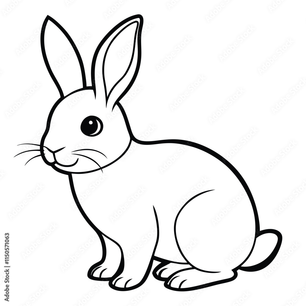 Obraz premium Cute Cartoon Rabbit Vector Design for Kids Coloring Activities