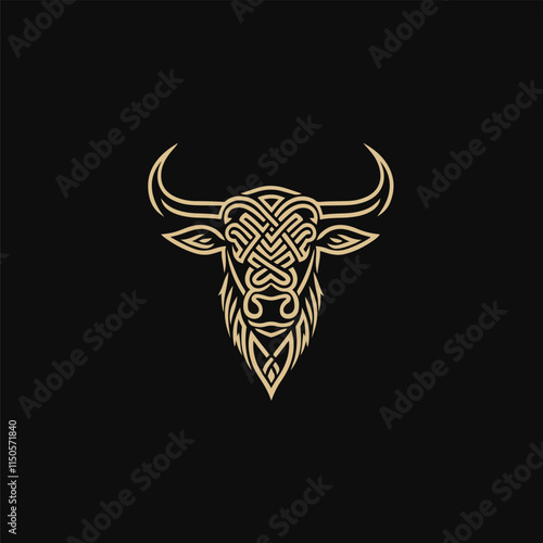 Bull logo line icon vector photo