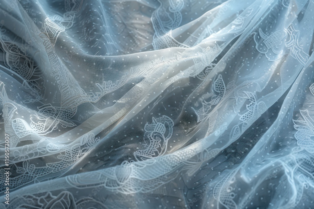 Flowing fabric drapes elegantly in a bright sky with fluffy clouds, capturing the essence of a sunny day outdoors Flowing fabric drapes elegantly in a bright sky with fluffy clouds, capturing the essence of a sunny day outdoors